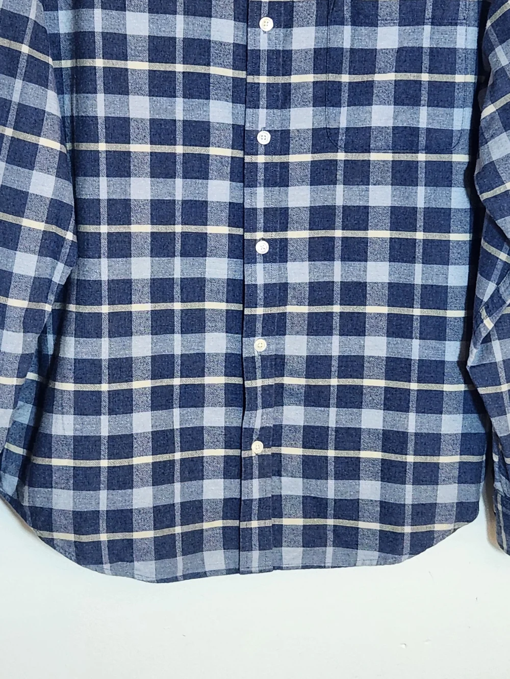 Banana Republic Blue Plaid Flannel Button Down Shirt Size Large